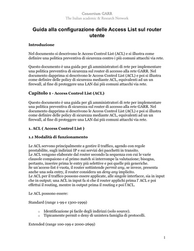 Guida alla configurazione delle access listREV190209